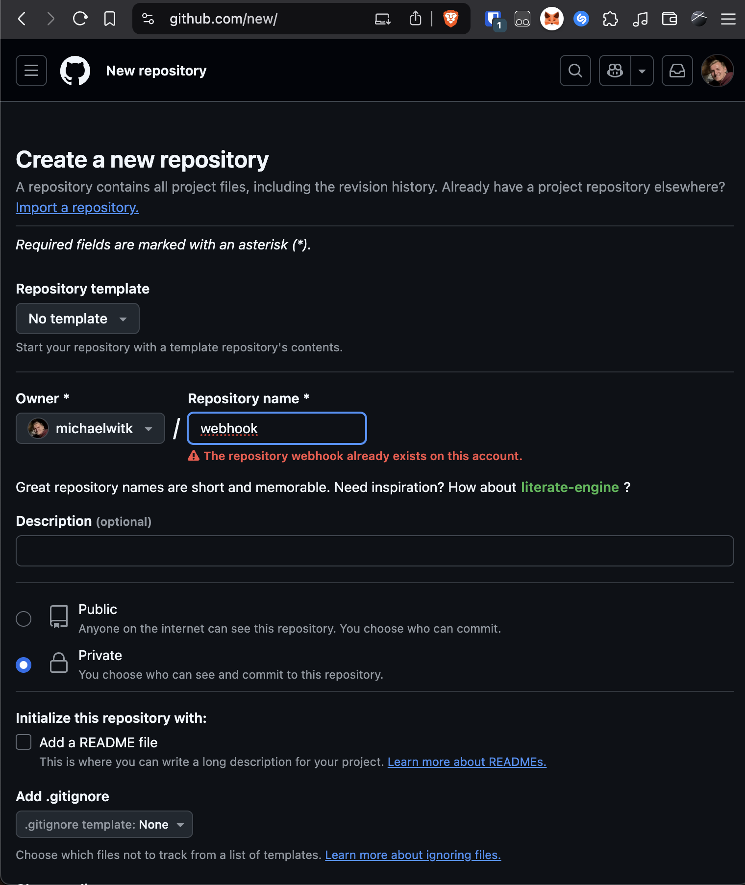 GitHub new repository